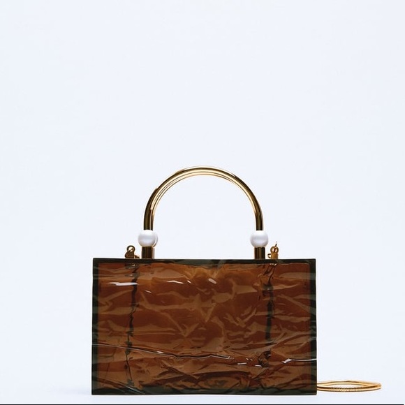 Zara Handbags - ZARA PEARL STRAP METHACRYLATE BOX BAG